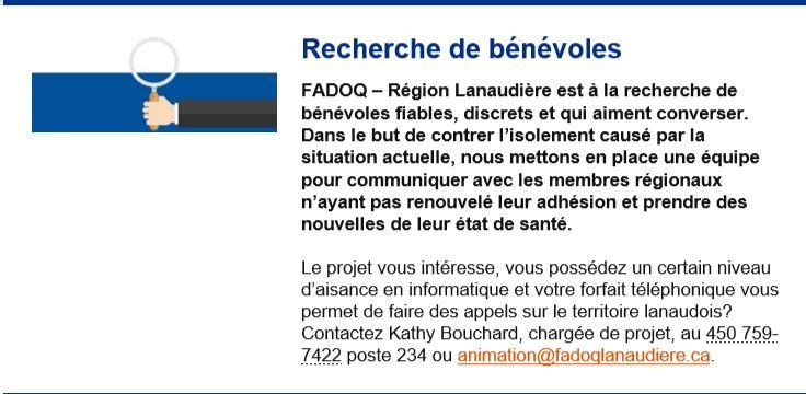 Benevoles recherches